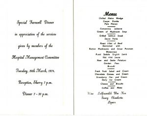 Farewell Dinner Menu 